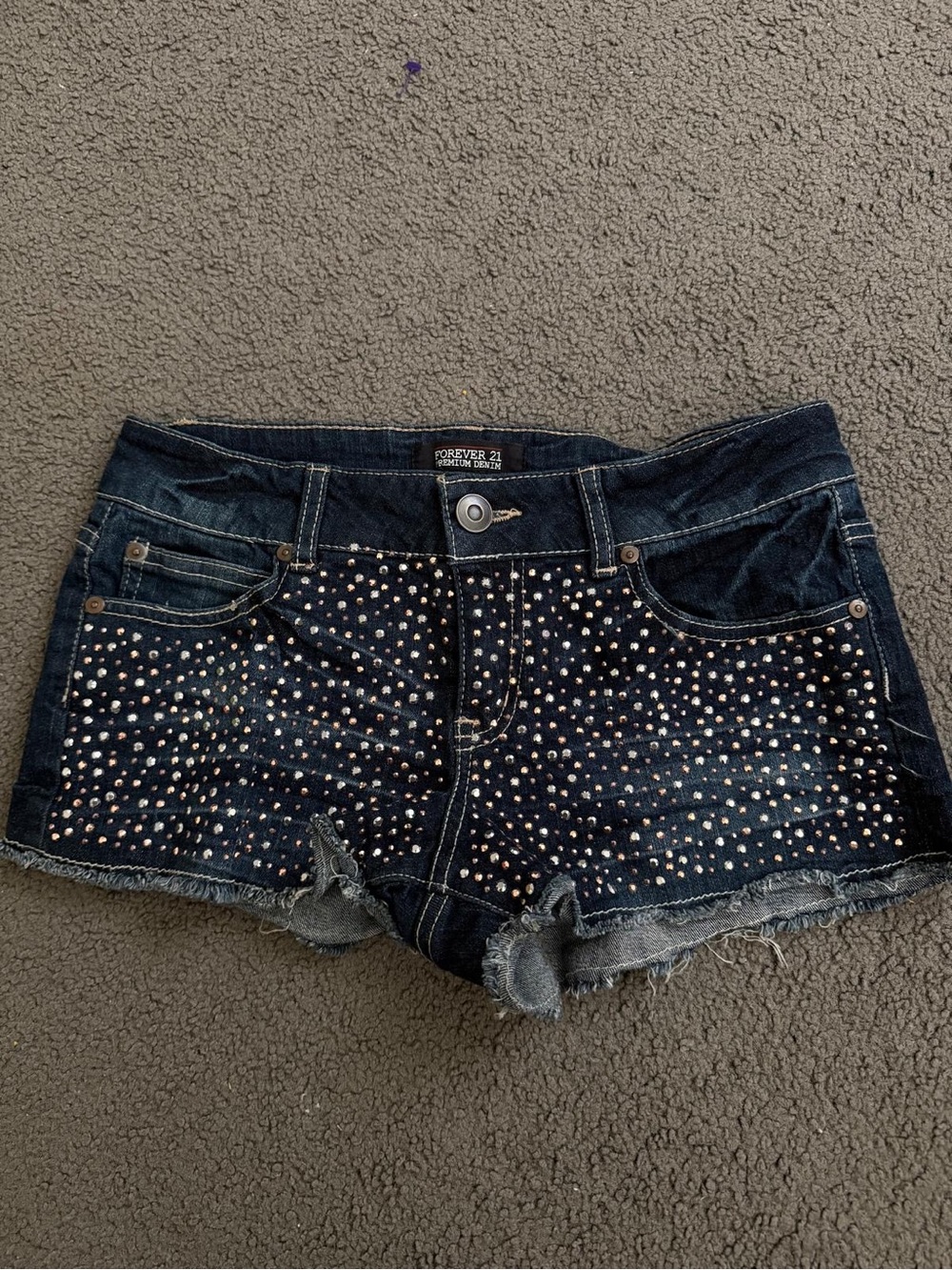 Forever 21 Dark Blue Studded Denim Shorts